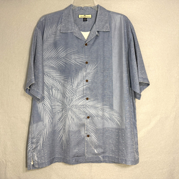 Tommy Bahama Other - Tommy Bahama Men's Silk Floral Hawiian Camp Shirt Size L Blue Vacation Button